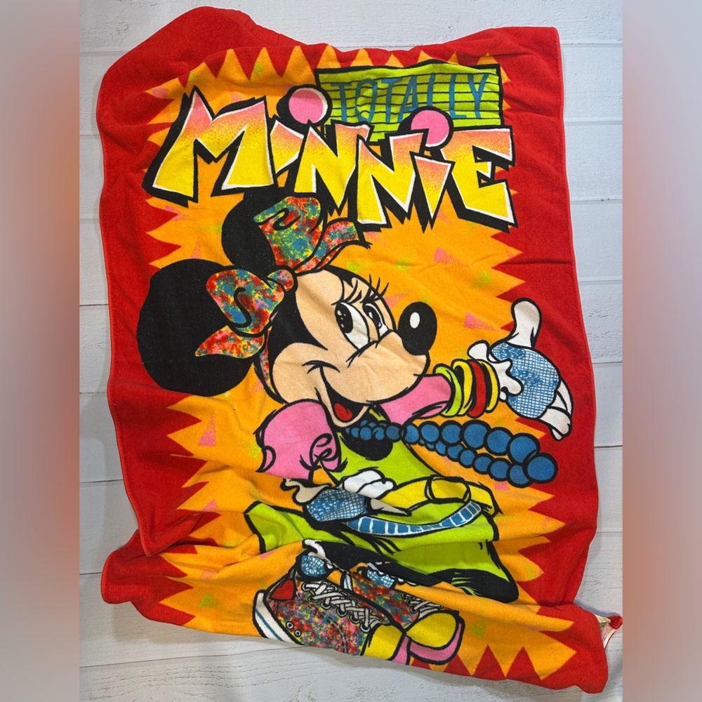 VTG Totally Minnie 80s Beach Towel Franco MFG for Walt‎ Disney Productions